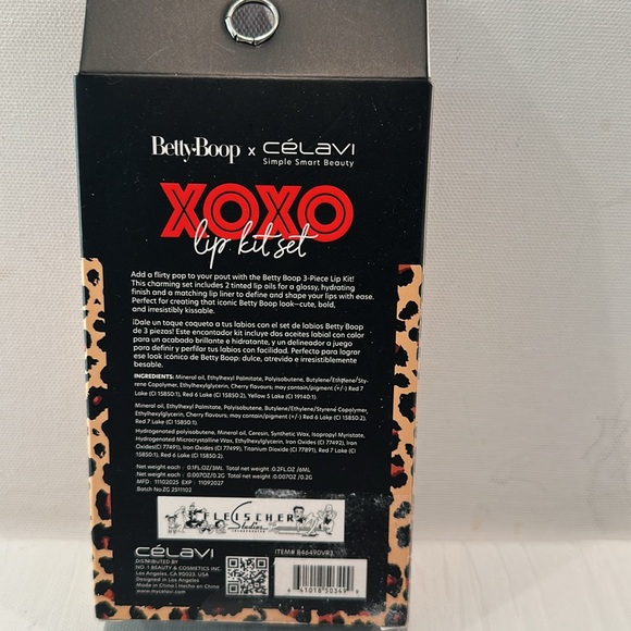 Betty Boop X Celavi XOXO Lip Kit Set with 2 Lip Oils and 1 Lip Liner. - Picture 4 of 4